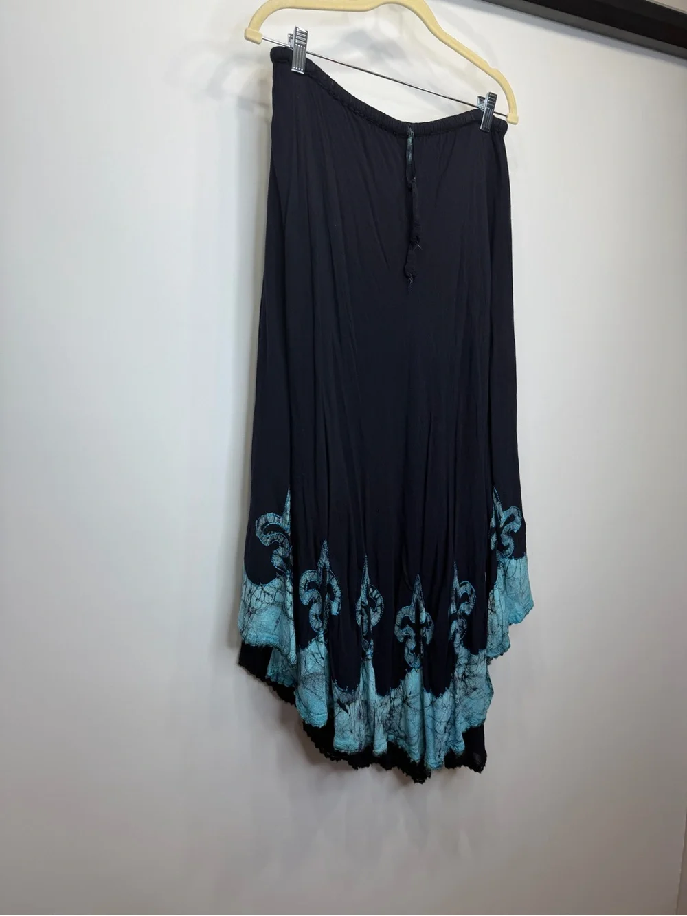 Navy Maxi Skirt with Turquoise Hem Accent